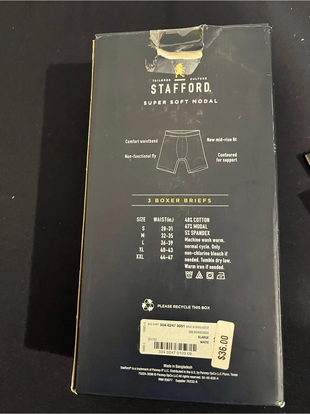 Stafford Super Soft Modal Boxer Briefs - Gray (3 Pack) XL Men’s